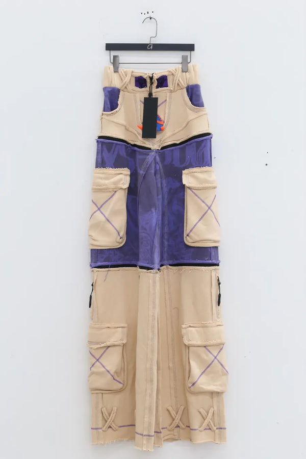 WINDOWSEN stitching printed wide -leg pants/pants/skirt SS23P008 nude color